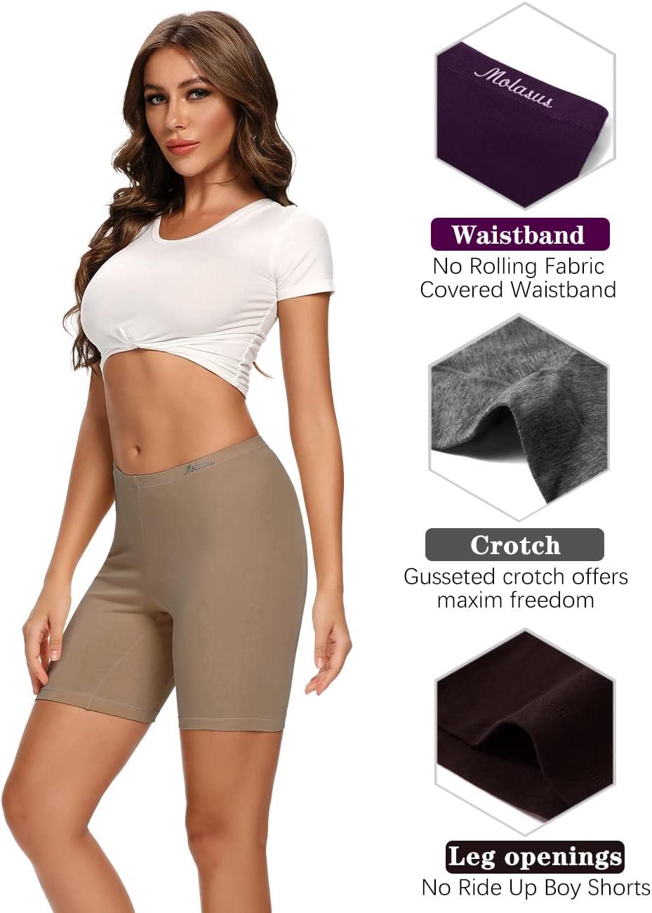 imageMolasus Womens Cotton Boxer Shorts Underwear Anti Chafing Bike ShortsRegular ampamp Plus SizeMulticolor4pack02