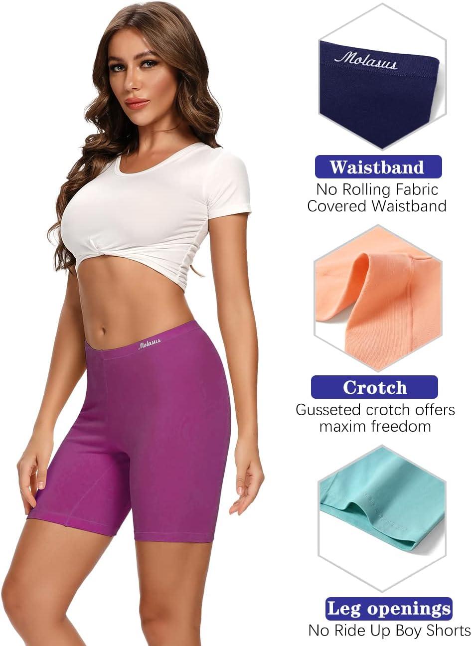 imageMolasus Womens Cotton Boxer Shorts Underwear Anti Chafing Bike ShortsRegular ampamp Plus SizeMulticolor4pack03