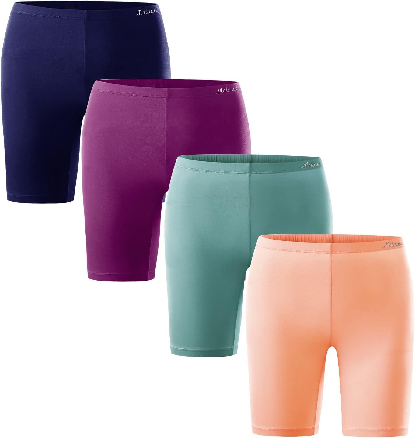 imageMolasus Womens Cotton Boxer Shorts Underwear Anti Chafing Bike ShortsRegular ampamp Plus SizeMulticolor4pack03