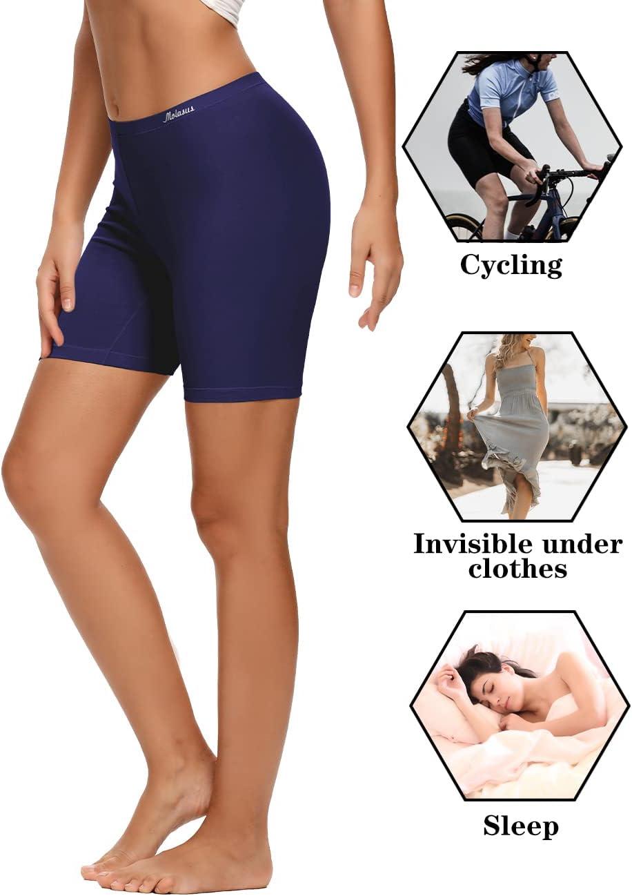 imageMolasus Womens Cotton Boxer Shorts Underwear Anti Chafing Bike ShortsRegular ampamp Plus SizeMulticolor4pack03