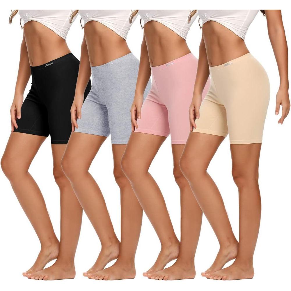 imageMolasus Womens Cotton Boxer Shorts Underwear Anti Chafing Bike ShortsRegular ampamp Plus SizeMulticolor4pack
