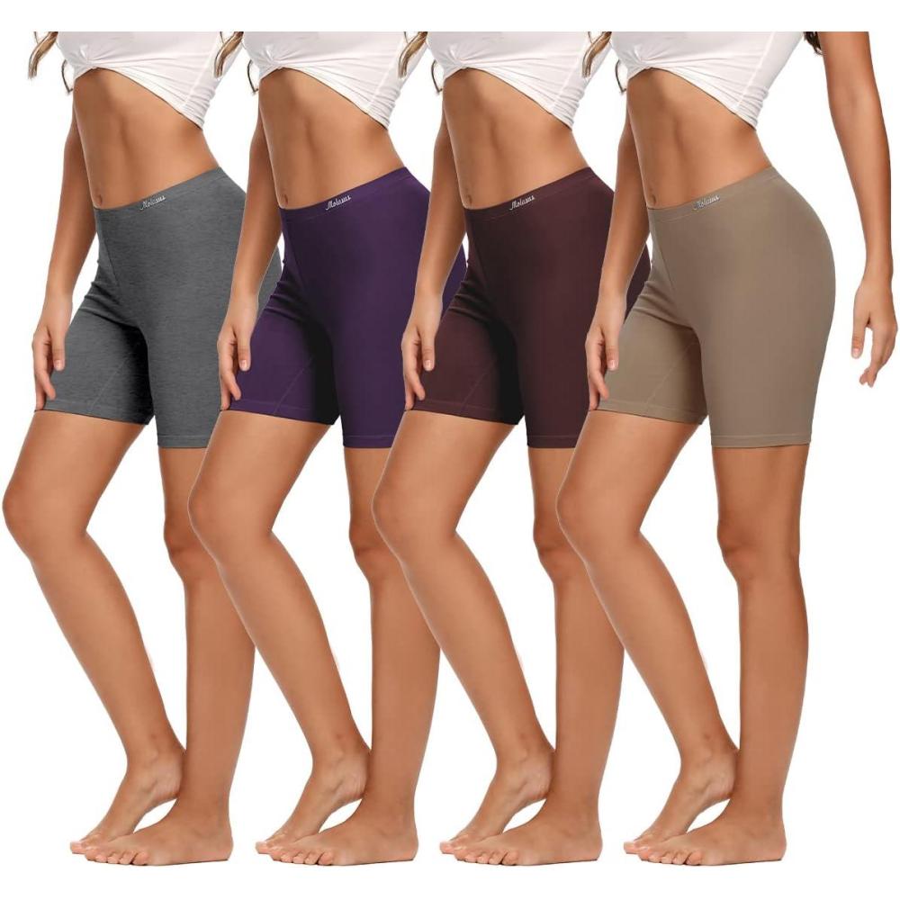 imageMolasus Womens Cotton Boxer Shorts Underwear Anti Chafing Bike ShortsRegular ampamp Plus SizeMulticolor4pack02