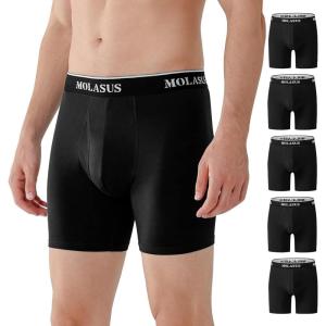 imageMolasus Mens Boxer Briefs Soft Cotton Open Fly Tagless UnderwearBlackpack of 5