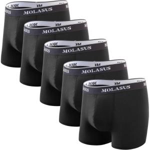 imageMolasus Mens Cotton Stretch Trunks Underwear No Fly Tagless Underpants Pack of 5Black5pack