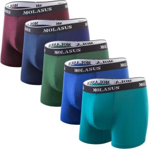 imageMolasus Mens Cotton Stretch Trunks Underwear No Fly Tagless Underpants Pack of 5Multicolor5pack