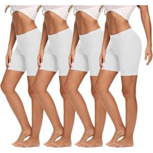 imageMolasus Womens Cotton Boxer Shorts Underwear Anti Chafing Bike ShortsRegular ampamp Plus SizeWhite4pack
