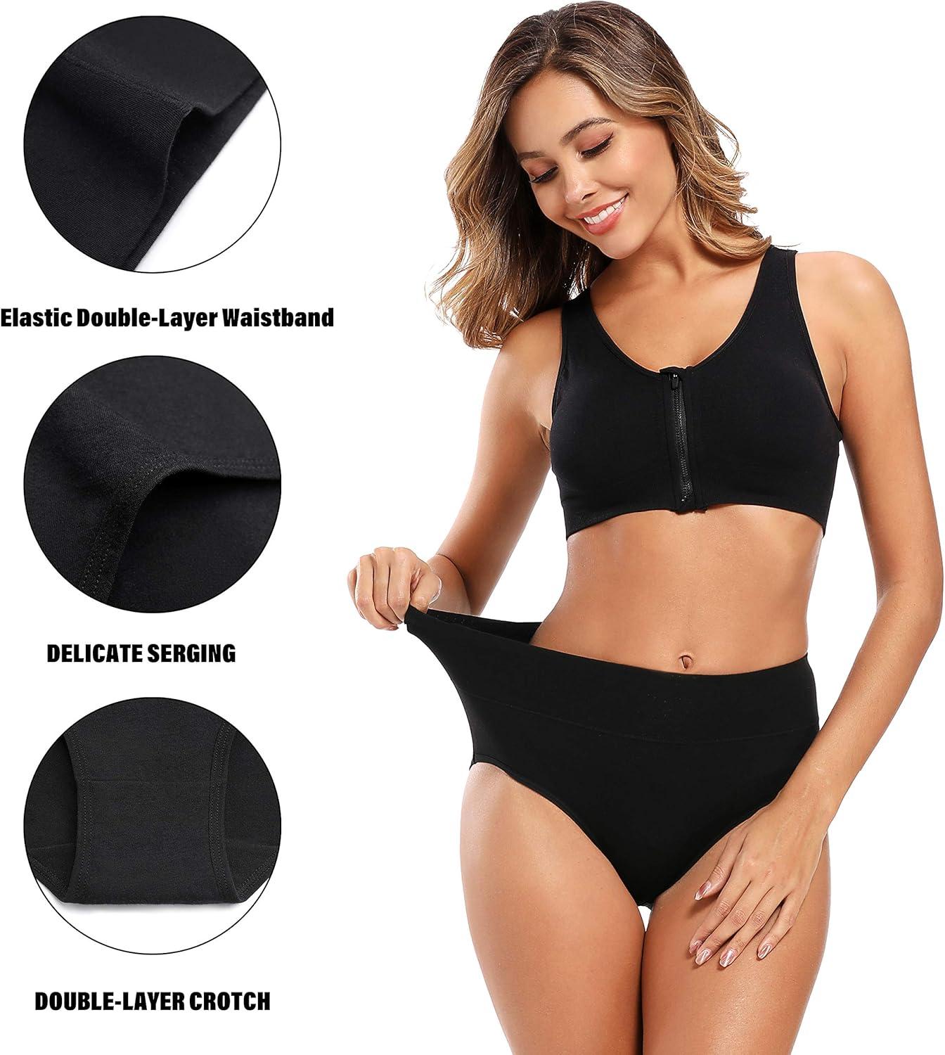 imageMolasus Womens Cotton Underwear High Waisted Full Coverage Ladies Panties Regular ampamp Plus SizeBlack5pack