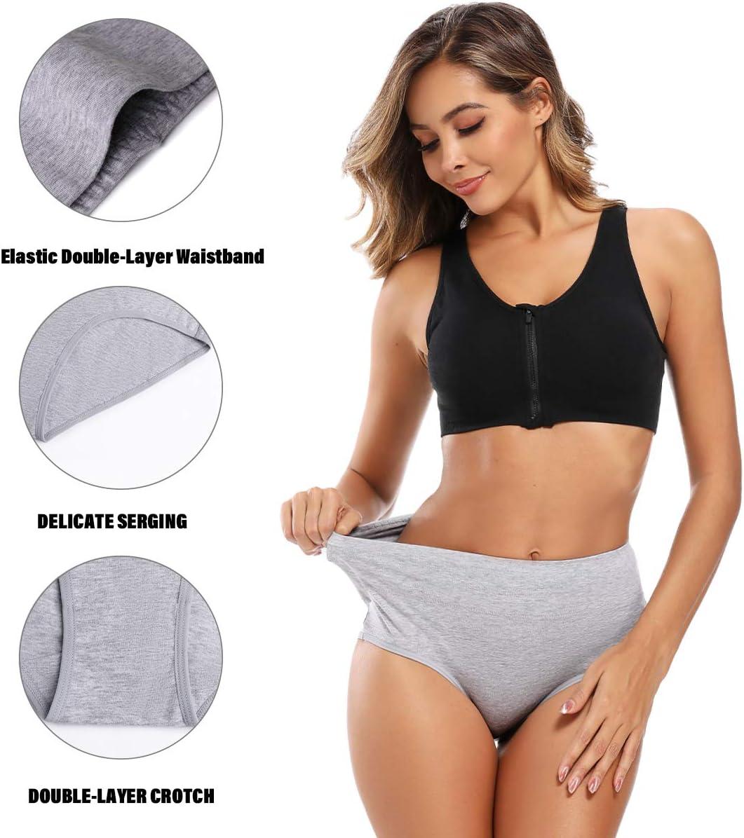 imageMolasus Womens Cotton Underwear High Waisted Full Coverage Ladies Panties Regular ampamp Plus SizeGrey5pack