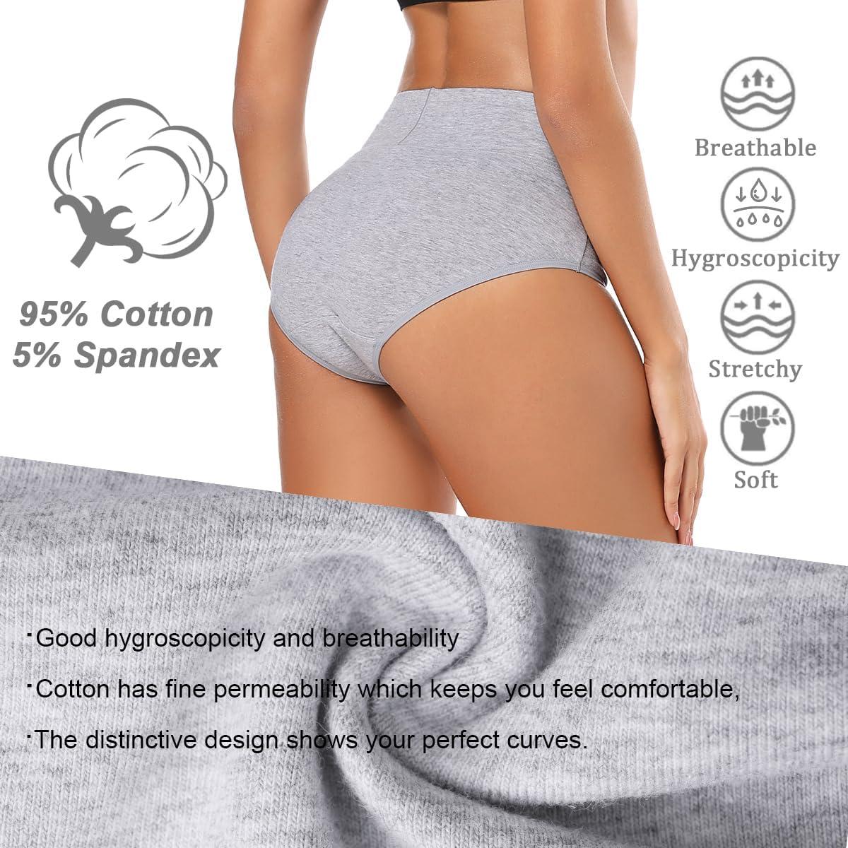 imageMolasus Womens Cotton Underwear High Waisted Full Coverage Ladies Panties Regular ampamp Plus SizeGrey5pack