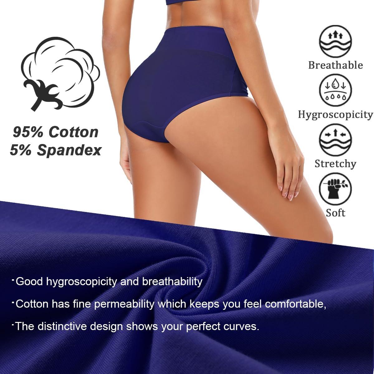 imageMolasus Womens Cotton Underwear High Waisted Full Coverage Ladies Panties Regular ampamp Plus SizeMulticolor5packa1