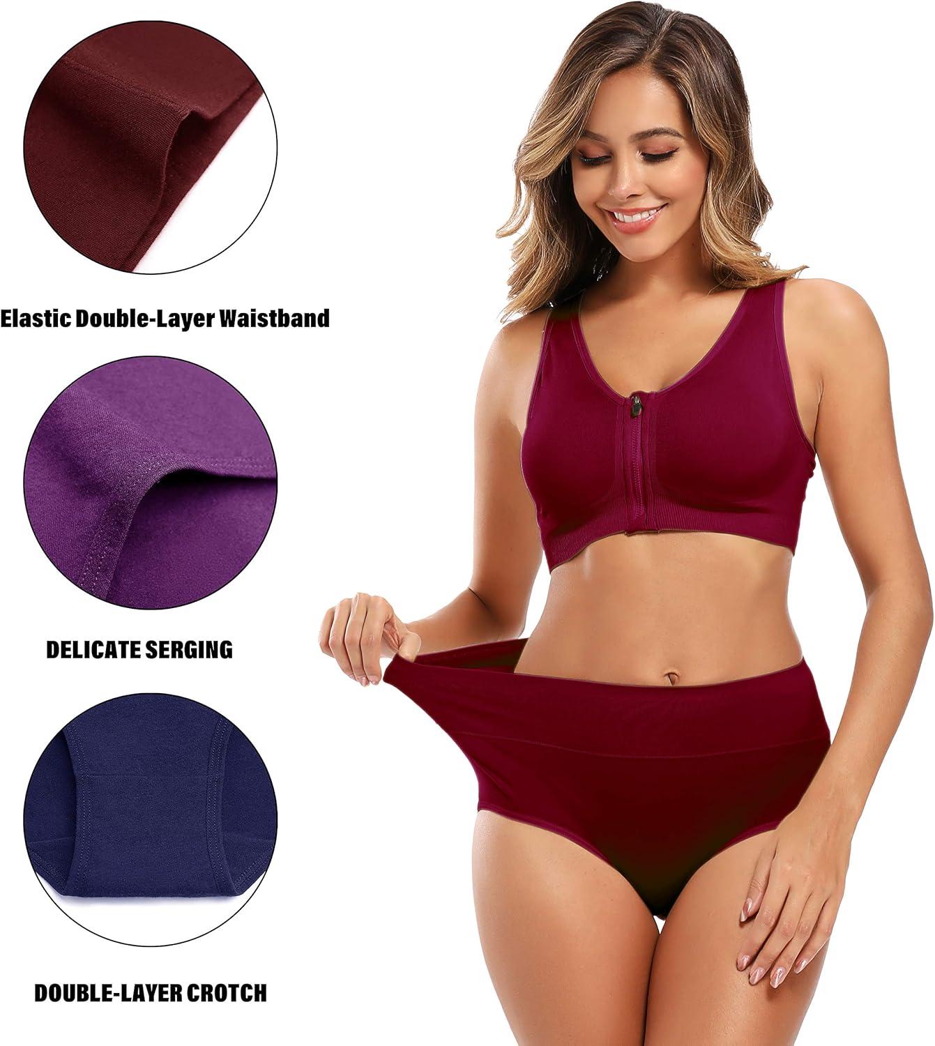 imageMolasus Womens Cotton Underwear High Waisted Full Coverage Ladies Panties Regular ampamp Plus SizeMulticolor5packa1