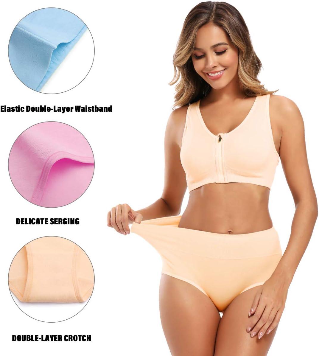 imageMolasus Womens Cotton Underwear High Waisted Full Coverage Ladies Panties Regular ampamp Plus SizeMulticolor5packa2