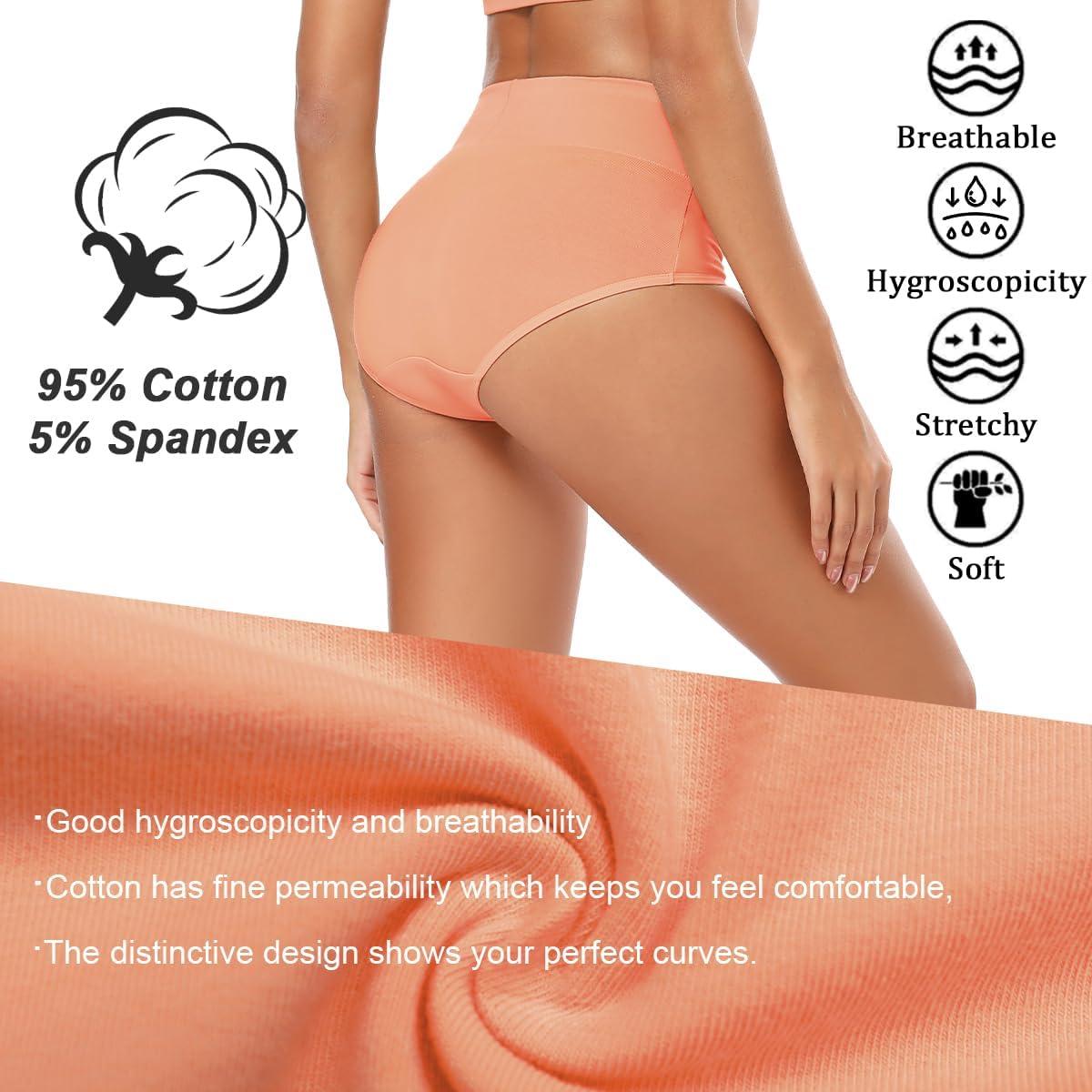 imageMolasus Womens Cotton Underwear High Waisted Full Coverage Ladies Panties Regular ampamp Plus SizeMulticolor5packa4