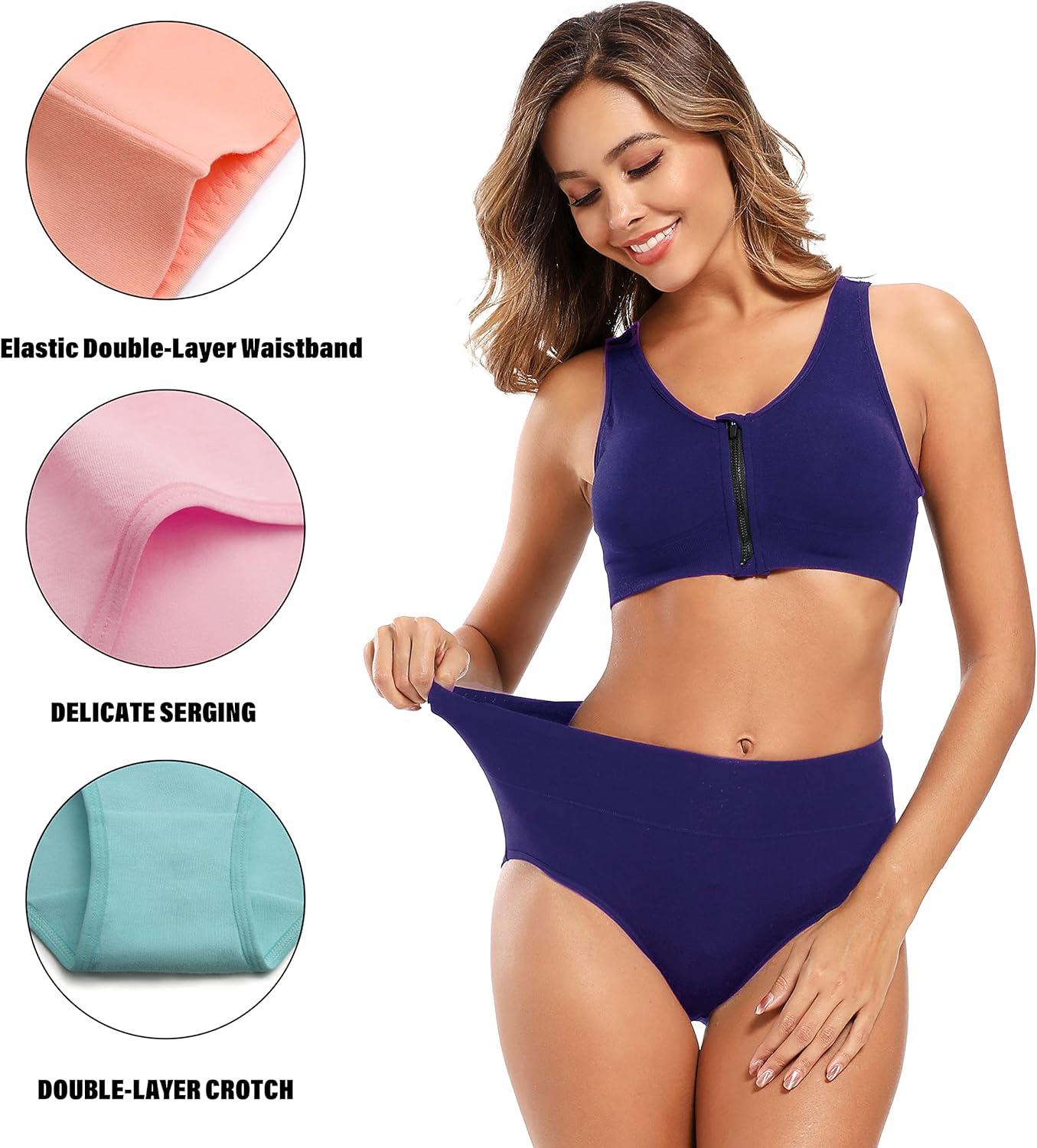 imageMolasus Womens Cotton Underwear High Waisted Full Coverage Ladies Panties Regular ampamp Plus SizeMulticolor5packa4