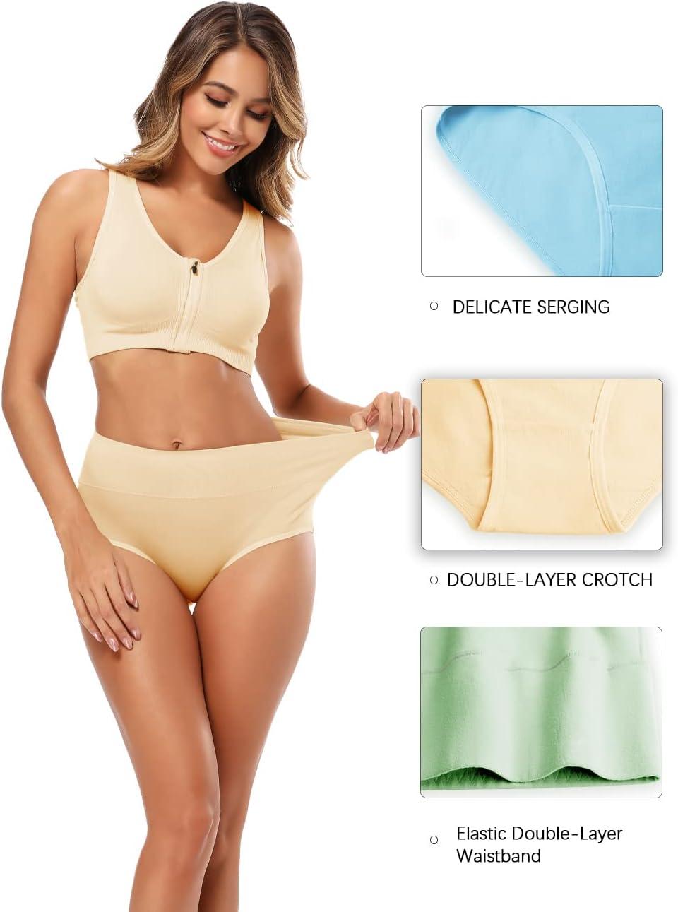 imageMolasus Womens Cotton Underwear High Waisted Full Coverage Ladies Panties Regular ampamp Plus SizeMulticolor5packa5