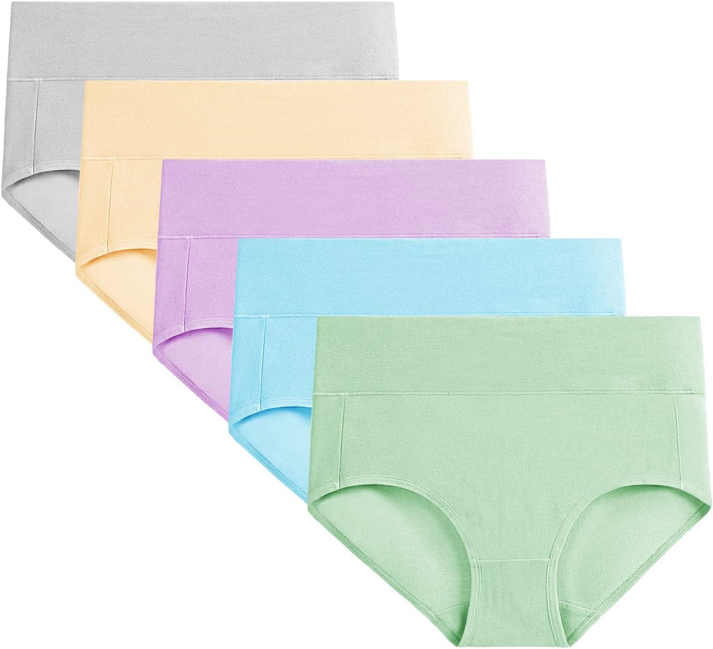 imageMolasus Womens Cotton Underwear High Waisted Full Coverage Ladies Panties Regular ampamp Plus SizeMulticolor5packa5