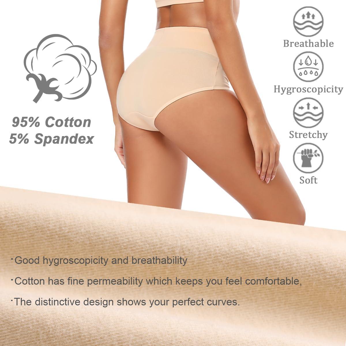 imageMolasus Womens Cotton Underwear High Waisted Full Coverage Ladies Panties Regular ampamp Plus SizeNude5pack