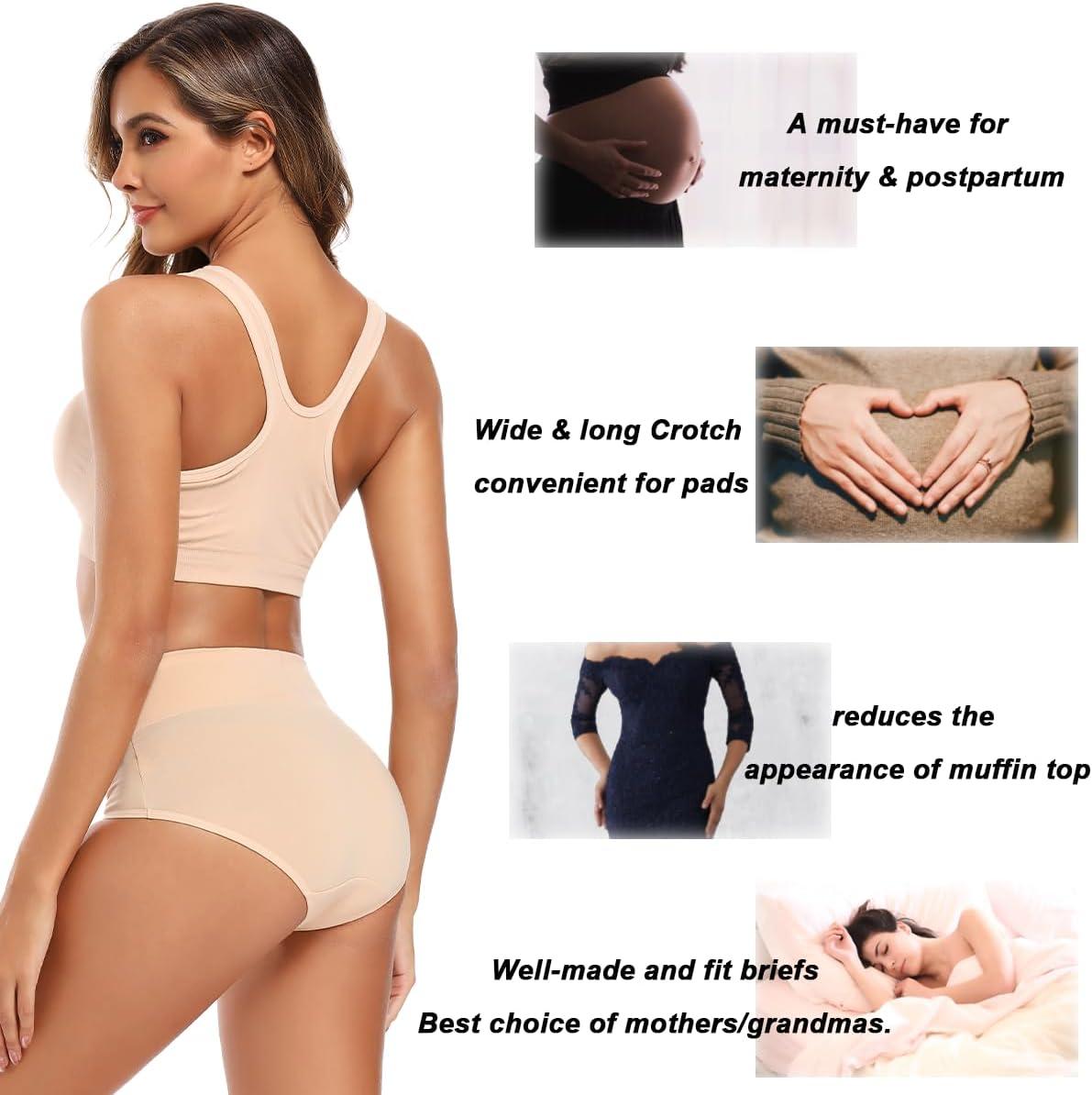 imageMolasus Womens Cotton Underwear High Waisted Full Coverage Ladies Panties Regular ampamp Plus SizeNude5pack