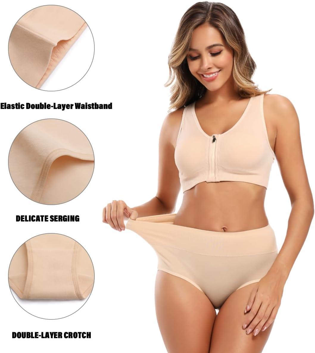 imageMolasus Womens Cotton Underwear High Waisted Full Coverage Ladies Panties Regular ampamp Plus SizeNude5pack