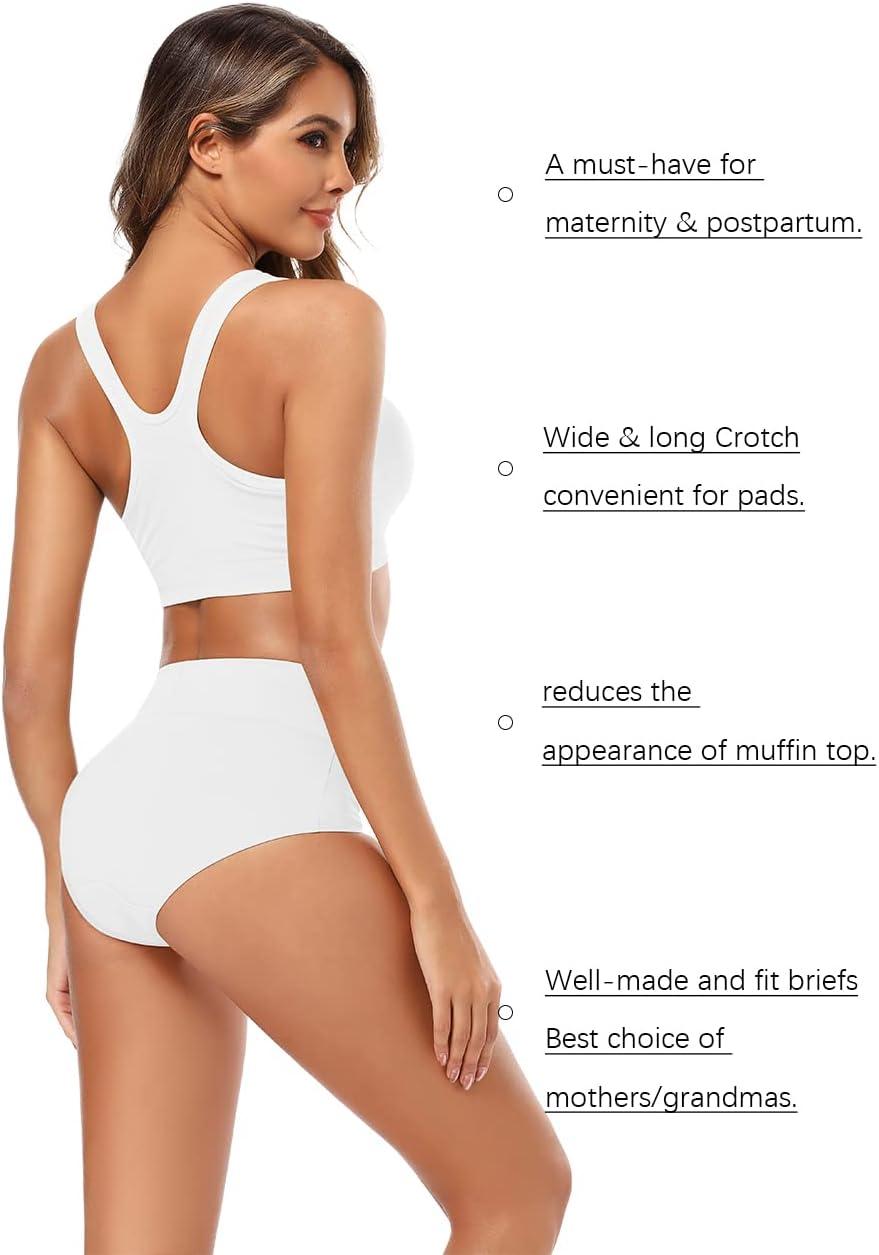 imageMolasus Womens Cotton Underwear High Waisted Full Coverage Ladies Panties Regular ampamp Plus SizeWhite5pack