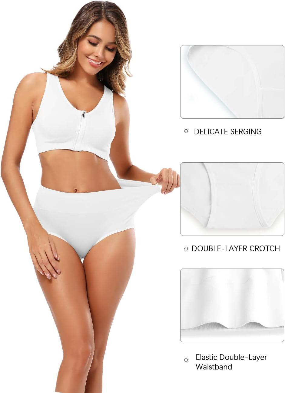 imageMolasus Womens Cotton Underwear High Waisted Full Coverage Ladies Panties Regular ampamp Plus SizeWhite5pack