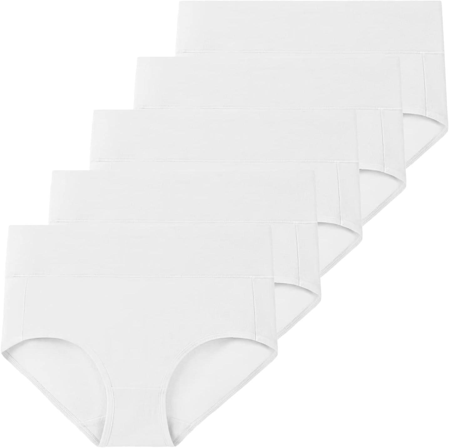 imageMolasus Womens Cotton Underwear High Waisted Full Coverage Ladies Panties Regular ampamp Plus SizeWhite5pack