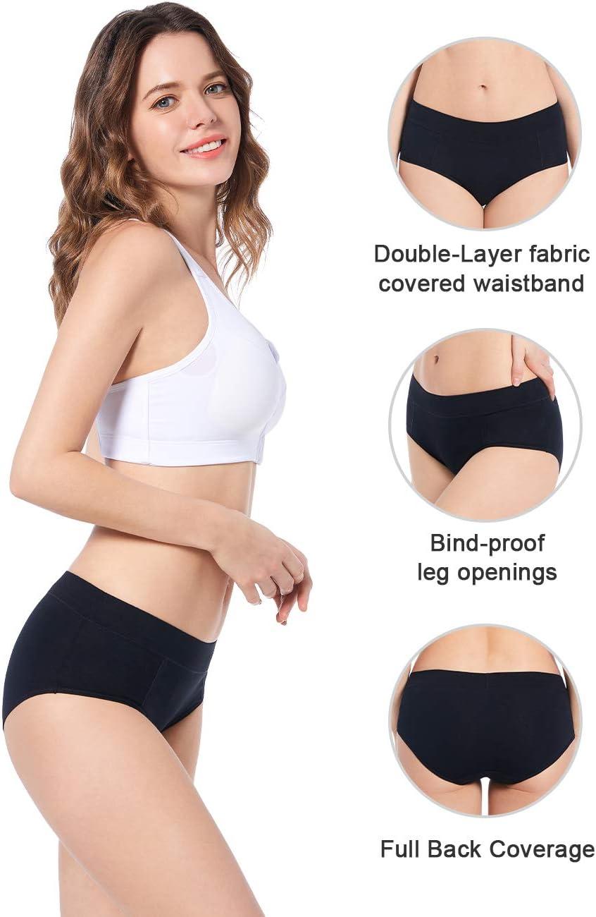 imageMolasus Womens Soft Cotton Briefs Ladies MidHigh Waisted Full Coverage Panties Regular ampamp Plus SizeBlack5pack