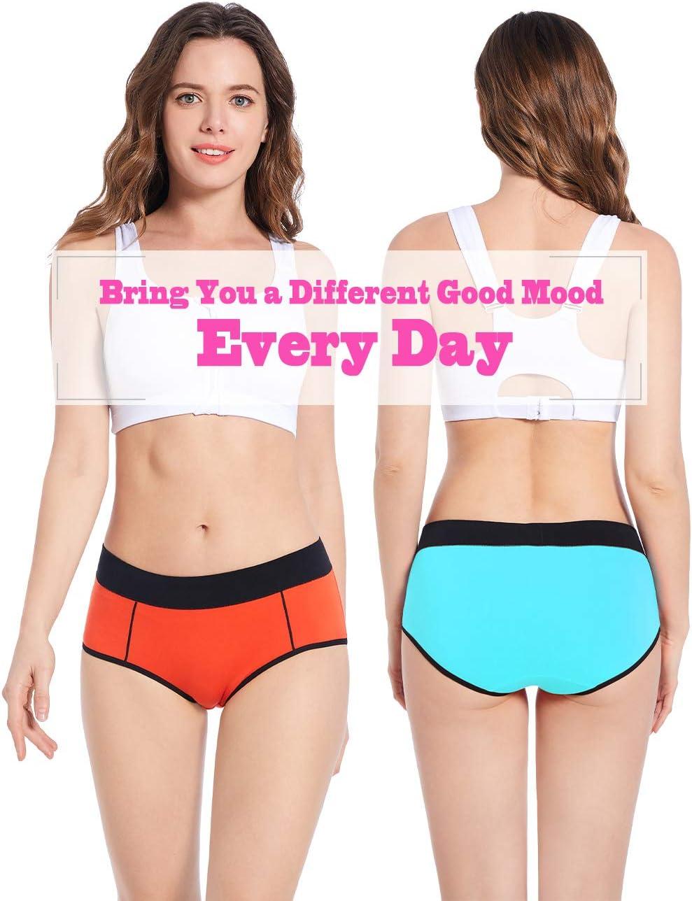 imageMolasus Womens Soft Cotton Briefs Ladies MidHigh Waisted Full Coverage Panties Regular ampamp Plus SizeMulticolor5packa2