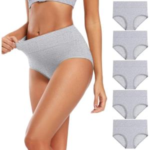 imageMolasus Womens Cotton Underwear High Waisted Full Coverage Ladies Panties Regular ampamp Plus SizeGrey5pack