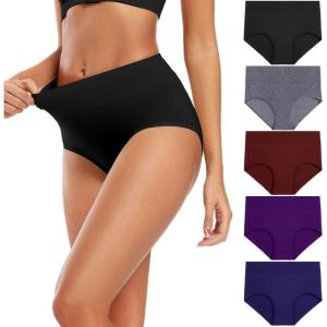 imageMolasus Womens Cotton Underwear High Waisted Full Coverage Ladies Panties Regular ampamp Plus SizeMulticolor5packa1