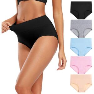 imageMolasus Womens Cotton Underwear High Waisted Full Coverage Ladies Panties Regular ampamp Plus SizeMulticolor5packa2