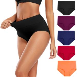 imageMolasus Womens Cotton Underwear High Waisted Full Coverage Ladies Panties Regular ampamp Plus SizeMulticolor5packa3