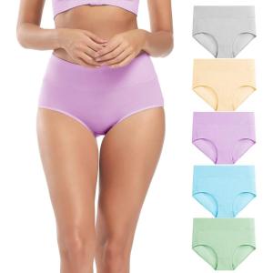 imageMolasus Womens Cotton Underwear High Waisted Full Coverage Ladies Panties Regular ampamp Plus SizeMulticolor5packa5