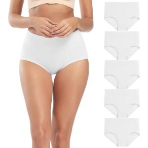 imageMolasus Womens Cotton Underwear High Waisted Full Coverage Ladies Panties Regular ampamp Plus SizeWhite5pack