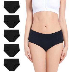 imageMolasus Womens Soft Cotton Briefs Ladies MidHigh Waisted Full Coverage Panties Regular ampamp Plus SizeBlack5pack