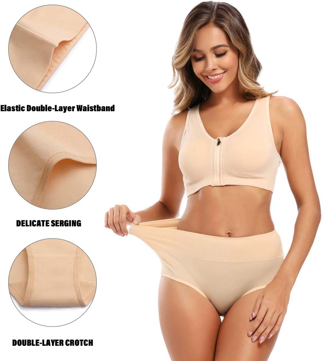 imageMolasus Womens Cotton Underwear High Waisted Full Coverage Ladies Panties Regular ampamp Plus SizeNude4pack