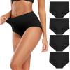 imageMolasus Womens Cotton Underwear High Waisted Full Coverage Ladies Panties Regular ampamp Plus SizeBlack4pack